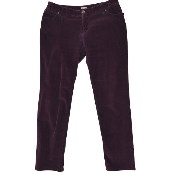 J. Jill Corduroy Pants Women's Size 12 Plum Purple Straight Leg Elastic Waist - Picture 1 of 9